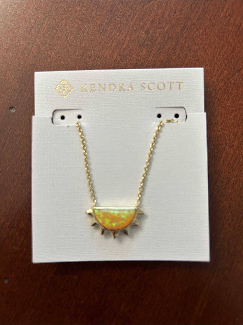 Kendra Scott Gold Sunburst Necklace with Yellow-Orange Opal
